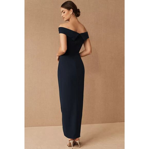 New Anthropologie BHLDN Thompson Dress OFF-THE-SHOULDER $168 SIZE 14 Blue - Picture 3 of 5